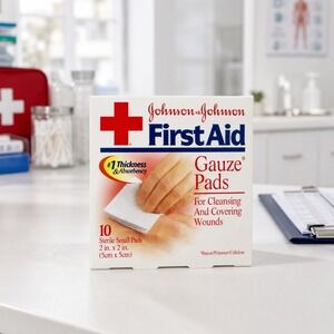 Vintage Johnson Johnson FirstAid Gauze Pads 2x2 Box of 6 Medical Display Sterile